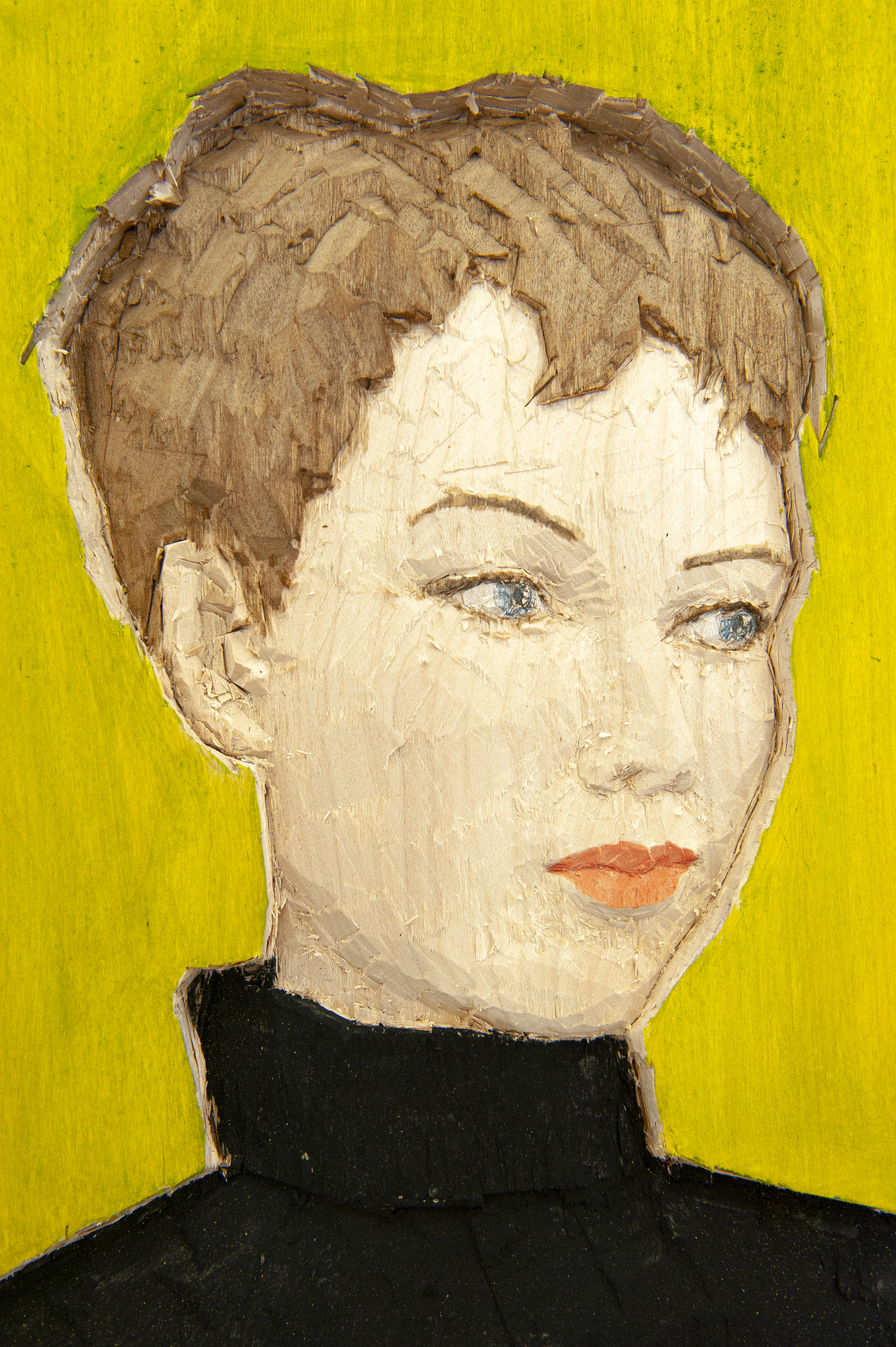 Stephan  Balkenhol - Frau mit gelb-grnem Hintergrund, 2021